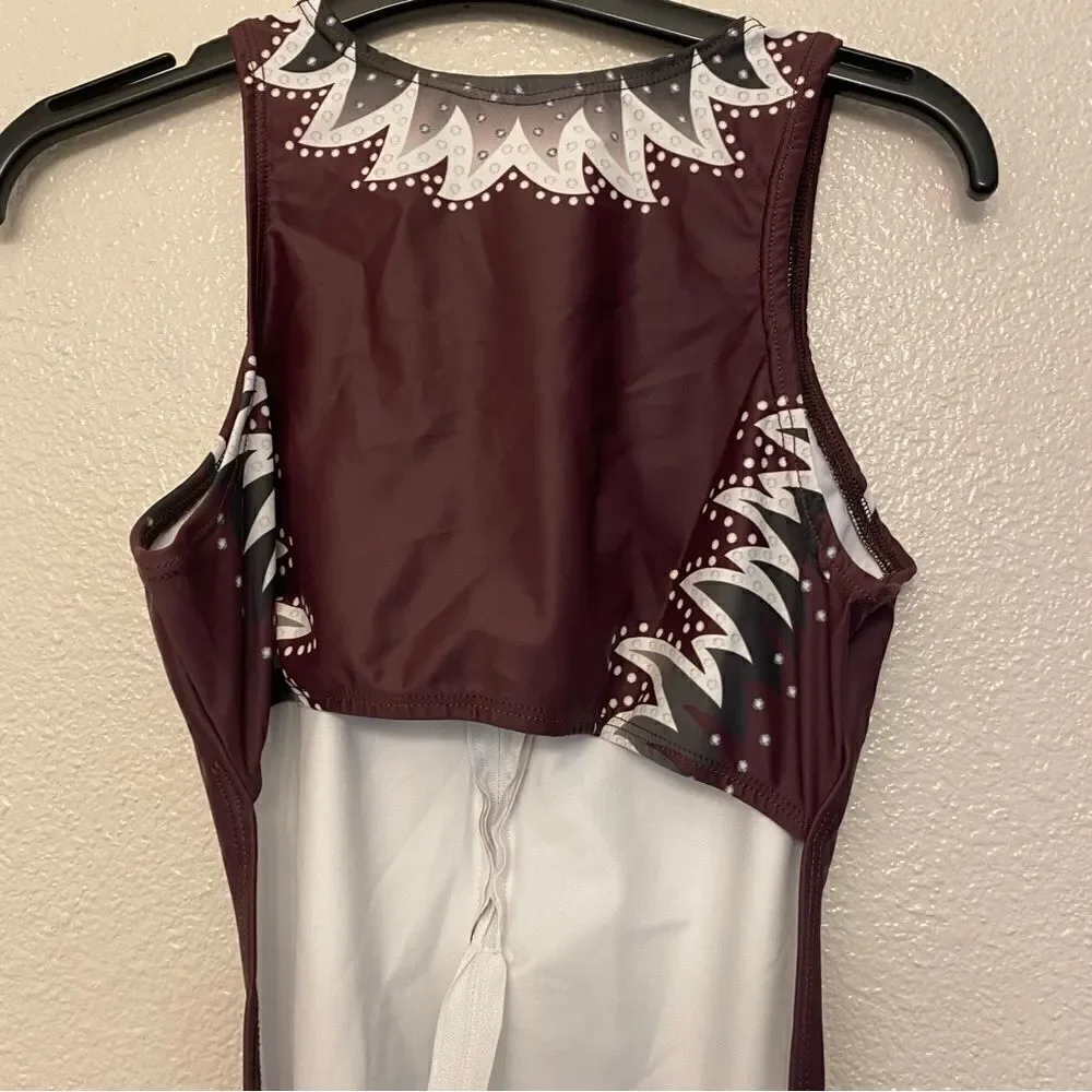 Alexandra Collection dance Harmony Zipper Front Leotard Burgundy Adult medium